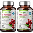 biophix D-Mannose 1000mg Capsules met Cranberry & Probiotica - D Mannose Supplementen voor vrouwen - D-Mannose Pillen voor Urine Tract & Bladder Health Support - Digestief Well-Being - 120 Vcaps 2 Pack