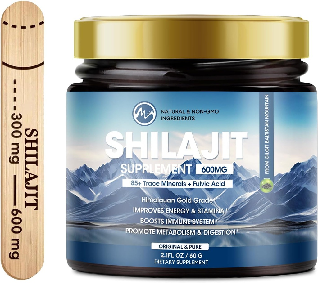 M inch 600mg Shilajit Pure Siberia Organic Shilajit Resin - Shilajit Resin voor mannen en vrouwen met hoge potentie voor energie, kracht en immuniteit