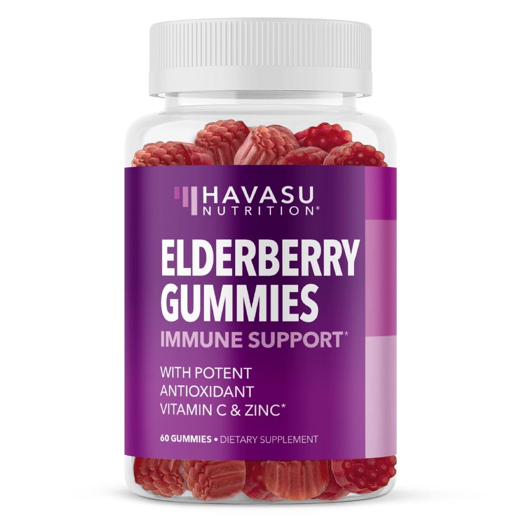 Sambucus Elderberry Gummies for Adults - Immune Support Supplement with Vitamin C and Zinc - Enhanced Formula for Daily Defense - 60 Count, 1 Month Supply, Berry Flavor - Convenient Wellness