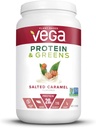 Vega Proteïne en Groenen, Gezouten Caramel, Vegan Proteïnepoeder, 20g Planteneiwit, Lage Carb, Keto, Zuivelvrij, Glutenvrij, Niet GGO, Pea Proteïne voor Vrouwen en Mannen, 1,7 Pond (25 Serven)