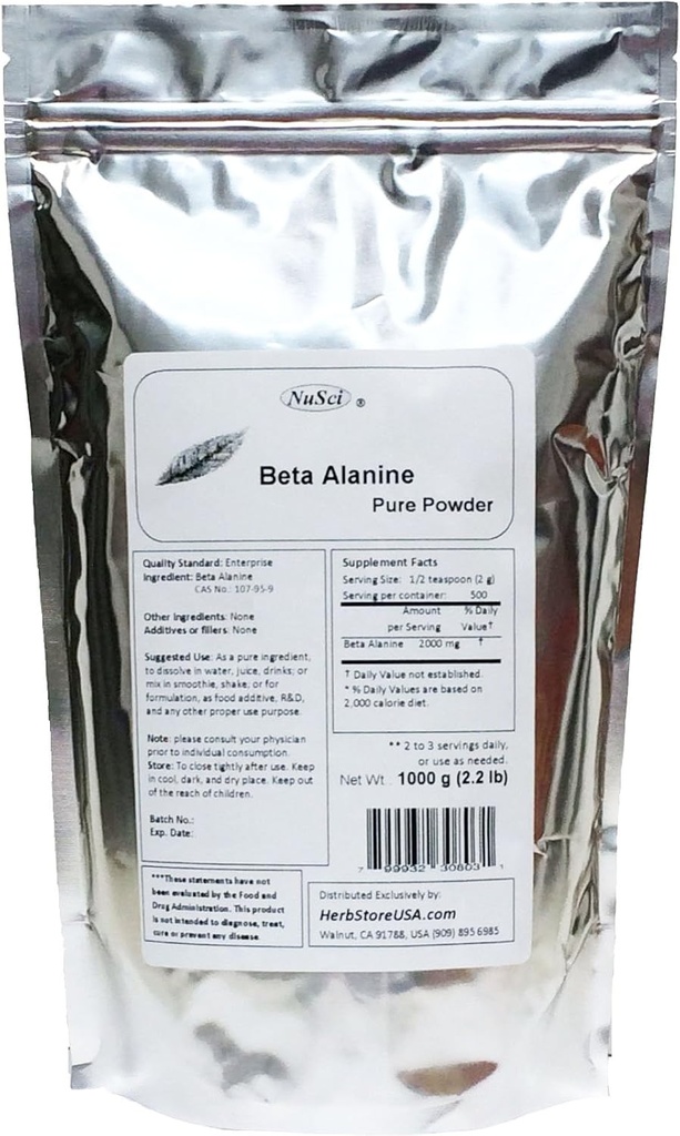 Pure Beta Alanine Poeder voor Endurance (1000 Gram (2,2 lb))