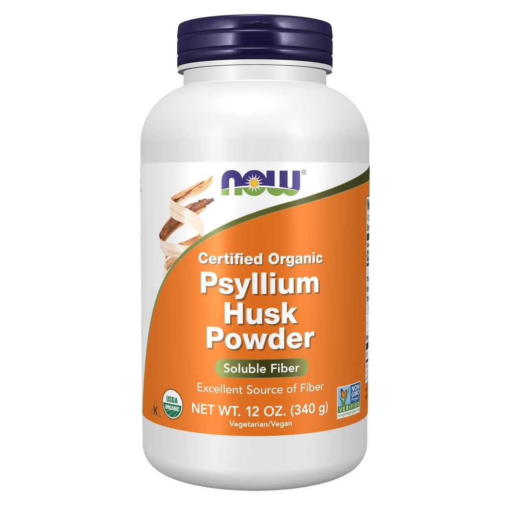NU Foods Supplementen, Psyllium Husk Powder, Certified Organic, Non-GMO Project geverifieerd, Oplosbare vezel, 12-Ounce