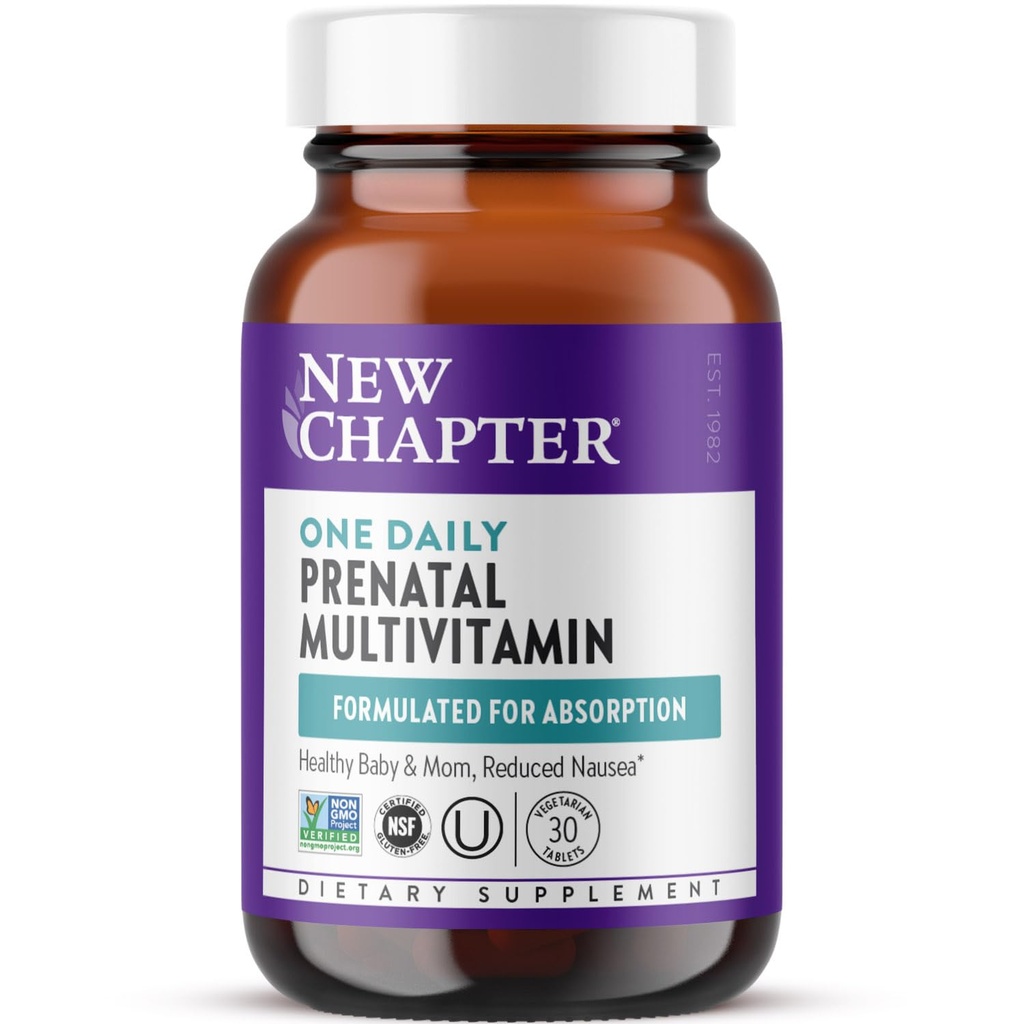 Nieuw hoofdstuk Prenatale vitamines, één dagelijkse prenatale multivitamine met methylfolaat + Choline voor gezonde moeder & baby, Glutenvrij & niet-GMO, 30 Tel.