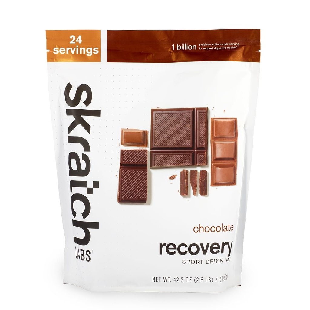 Skratch Labs Post Workout Recovery Drink Mix met chocolade, (41,6 oz, 24 porties) met volledige melkeiwit van Caseïne en Wei en Probiotica, Glutenvrij, Kosjer, Natuurlijke, Vegetarisch