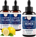 WINDSOR BOTANICA Liquid Collageen 2-pack en vloeibaar ijzer voor vrouwen schoonheid en wellness bundel