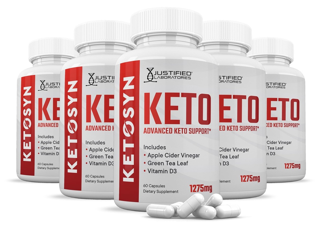 (5 Pack) Ketosyn Keto ACV Pillen 1275MG Keto Support Blend Capsule Alternatief voor Keto ACV Gummies Geformuleerd met Apple Cider Vinegar Extra Virgin Olive Oil Powder Green Tea Leaf 300 Capsules