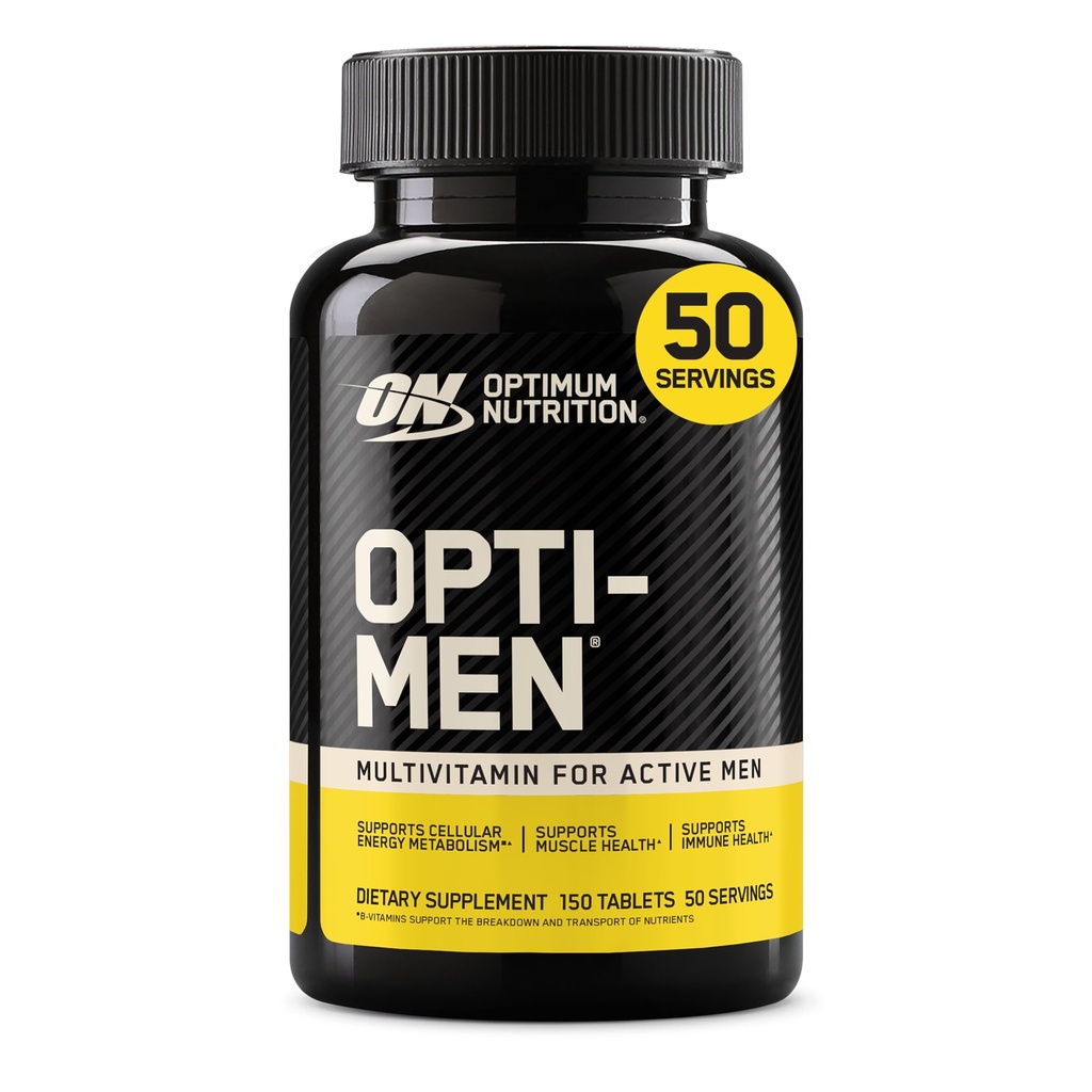 Optimale Voeding Opti-Men, Vitamine C, Zink en Vitamine D, E, B12 voor Immune Ondersteuning Heren Dagelijks Multivitamine Supplement, 150 Tel (Verpakking mei Vary)
