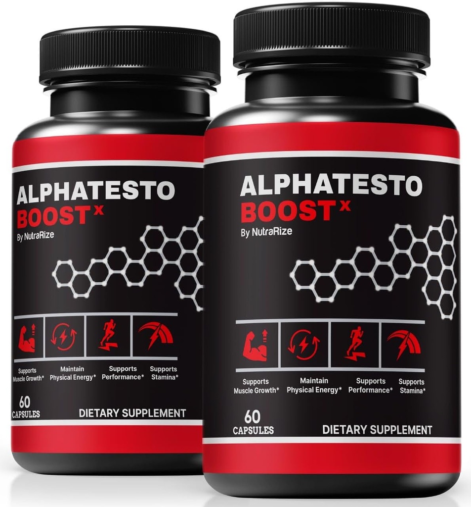 (2 Pack) Alpha Testo Boost X voor mannen, Officiële Alpha Test Boost X Pillen, All-Natural Male Formule ter ondersteuning van spierfunctie en uithoudingsvermogen, dagelijkse voeding voor elke dag prestatie beoordeling (120 capsules)