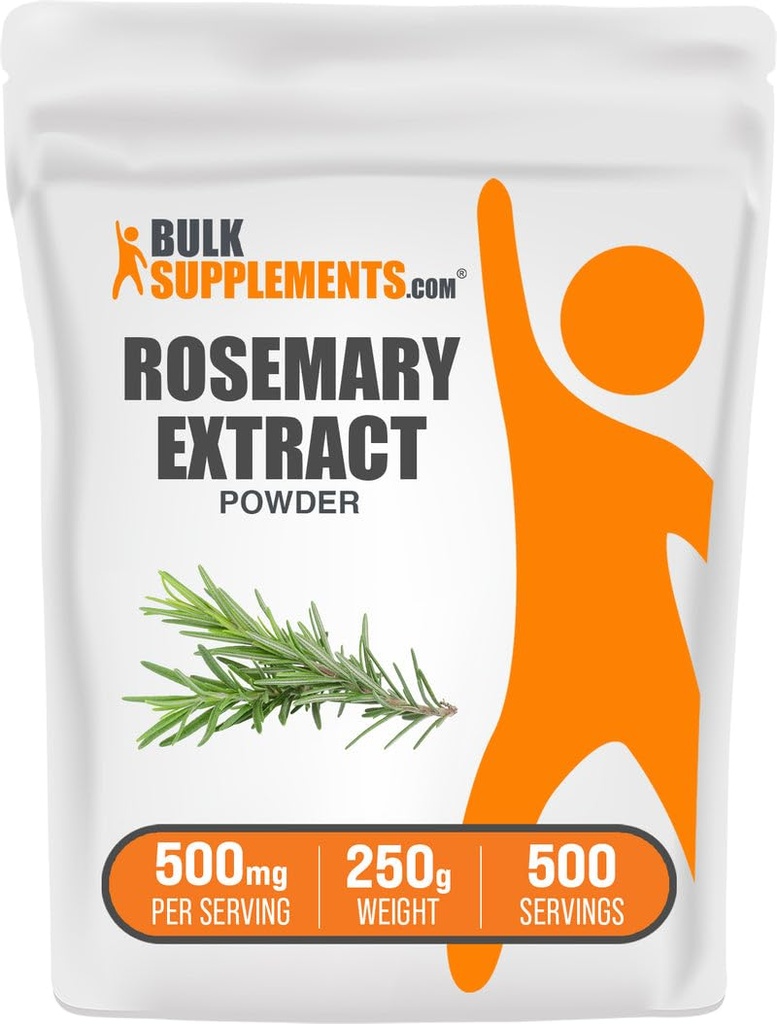 BulkSupplements.com Rosemary Extract Poeder, uit Rosemary Herb - Kruidensupplement, Glutenvrij, 500mg per portie, 250g (8.8 oz) (verpakking van 1)