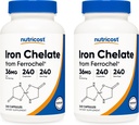 Nutricost gecheleerd ijzer, als Ferrochel, 36mg, 240 Capsules (2 flessen)