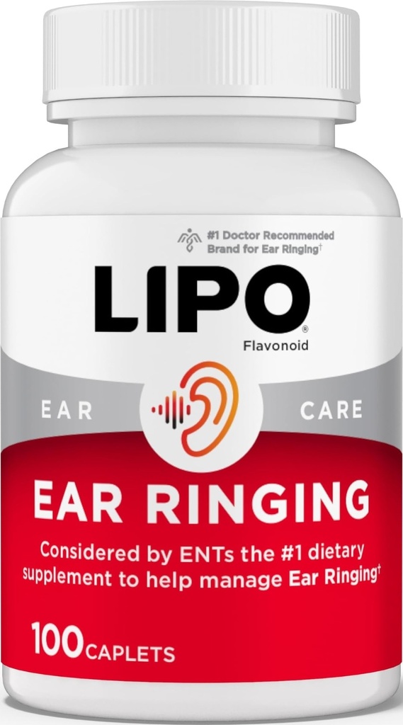 Lipo-Flavonoïde Plus Tinnitus Relief - Doctor-Aanbevolen voor Ring Ooren - Klinisch-bewezen Citroen Bioflavonoïde Complex met Vitaminen C, B1, B2, B6, B12, & Calcium - 100 Capletes