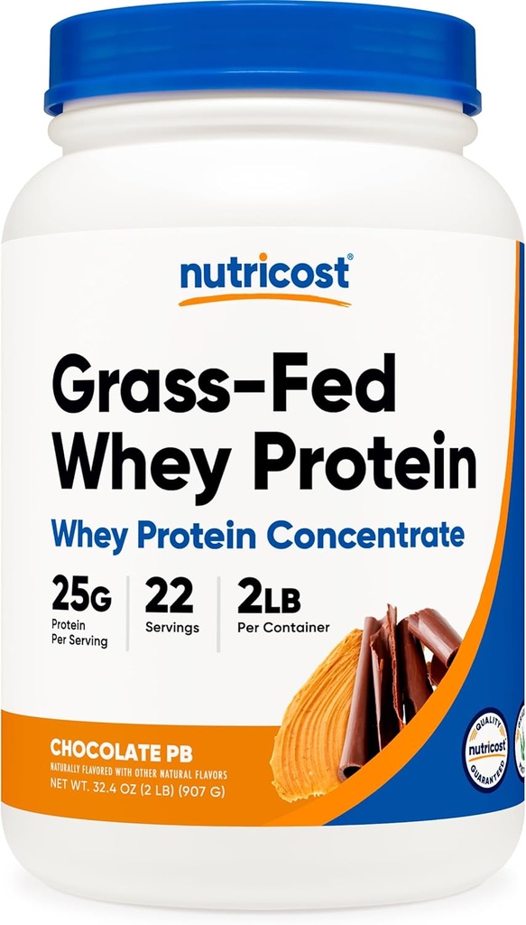 Nutricost Grass-Fed Wei eiwitconcentraat (Chocolaat Pindakaas) 2LBS - Post Workout Powder Supplement, Non-GMO