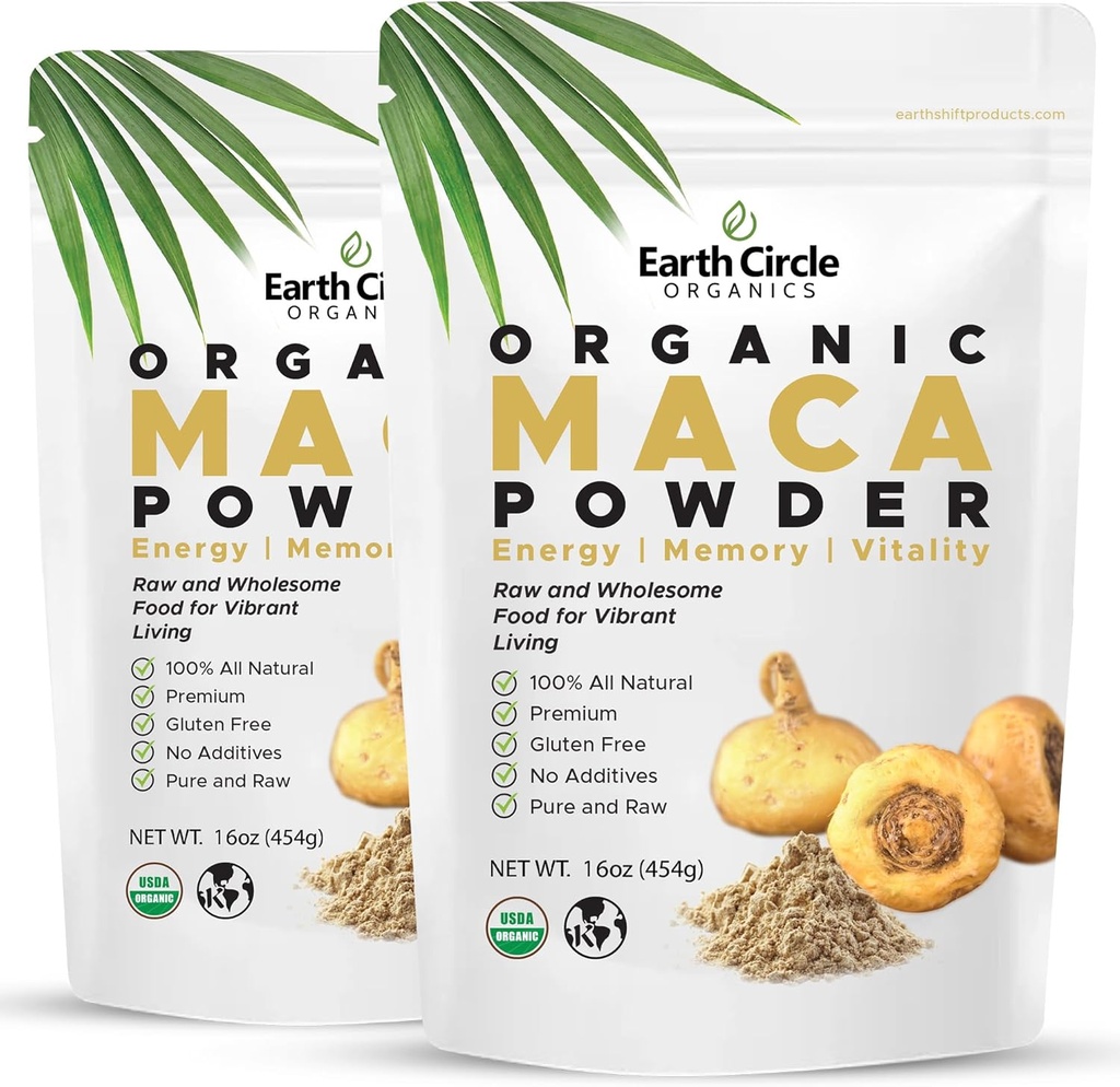 Earth Circle Organics Yellow Maca Root Powder, Natural Superfood, helpt met energie, gewicht, en vrouwenvruchtbaarheid - Vegan - 1 pond (pakket van 2)