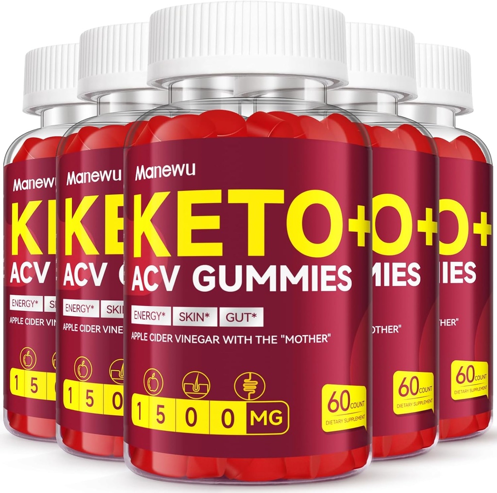 Keto ACV Gummies - 1500mg Apple Cider Vinegar met moeder - Vegan, Non-GMO,Organic Apple Cider Vinegar Gummies for Women Mannen, Detox & Cleanse, 5 Pack