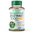 Gezonde Wellness Digestieve Enzymen 1000MG Plus Prebiotica & Probiotica Supplement, 180 Capsules, Biologische Plant-Based Vegan Formula for Digestie & Lactose with Amylase & Bromelain,3-6 maands Supply