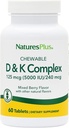 Natures Plus D & K Complex - 60 Mixed Berry Kauwtabletten - Ondersteunt Calcium Metabolisme - Vegetarisch, niet-GMO, Glutenvrij, Sojavrij - 60 porties