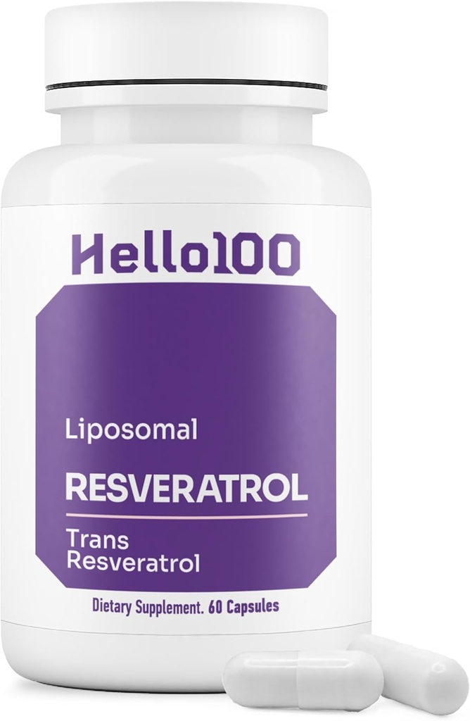 Hoge zuiverheid Liposomale Trans Resveratrol Supplement - Elke 250 mg capsule Overschrijdt 98% zuiverheid van biologische Resveratrol Supplement - Antioxidant Liposomale Resveratrol, Vegan - 60 capsules