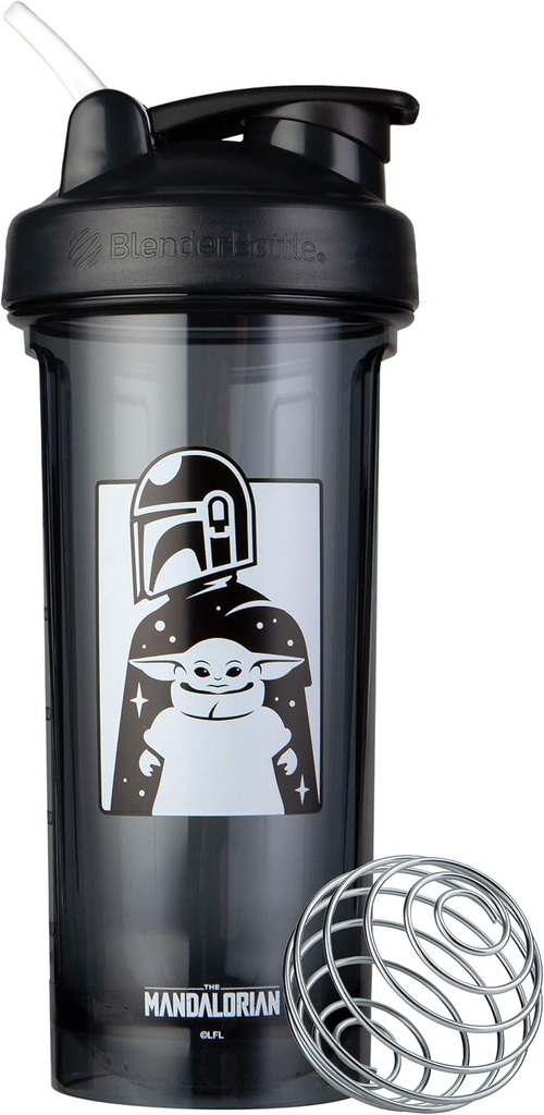 BlenderBattle Star Wars Shaker Bottle Pro Series Perfect voor eiwitshakes en pre-workout, 28-ounce, Mandalorian & Child