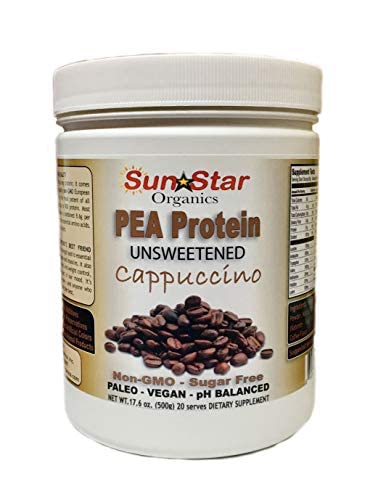 Pea Proteïnepoeder - ongezoet - Cappuccino met koffiepoeder en vanilleextract, sojavrij, niet-GMO 17,6 oz