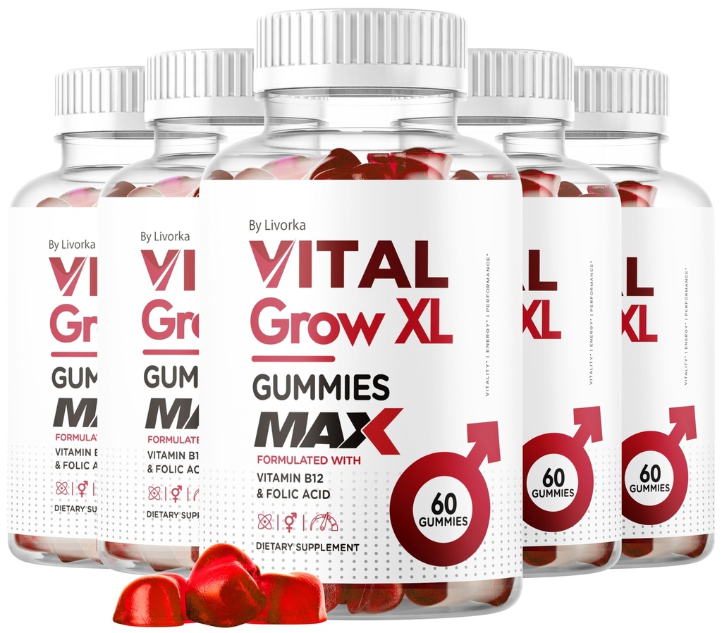 (5 Pack) Vital Grow XL Man Gummies - Mannen prestaties Gummies 1050MG Vital GrowXL Blend, Vital Growth Gummy Geavanceerde Formule, 300 Gummies voor 5 maanden