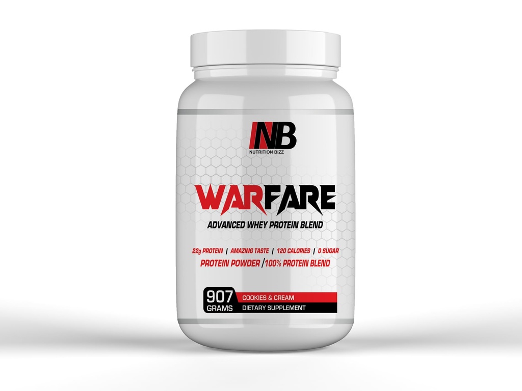 Warfare 2 lbs Advanced Whey Protein Blend 22g Proteïne per Serving Amazing Flavors (2 lbs, Cookies and Cream)
