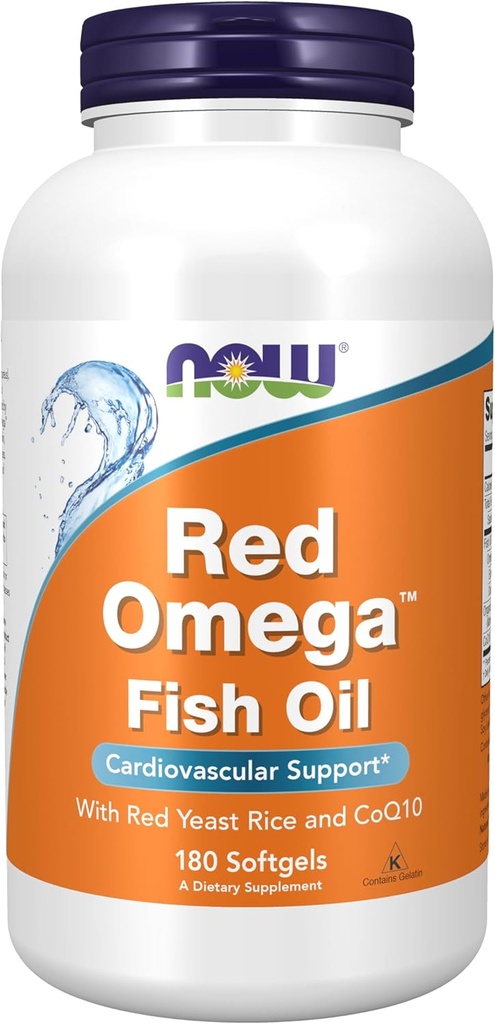 NOW Foods Supplementen, Red OmegaTM met CoQ10 30 mg en Omega-3 Visolie, Cardiovasculaire ondersteuning*, 180 Softgels
