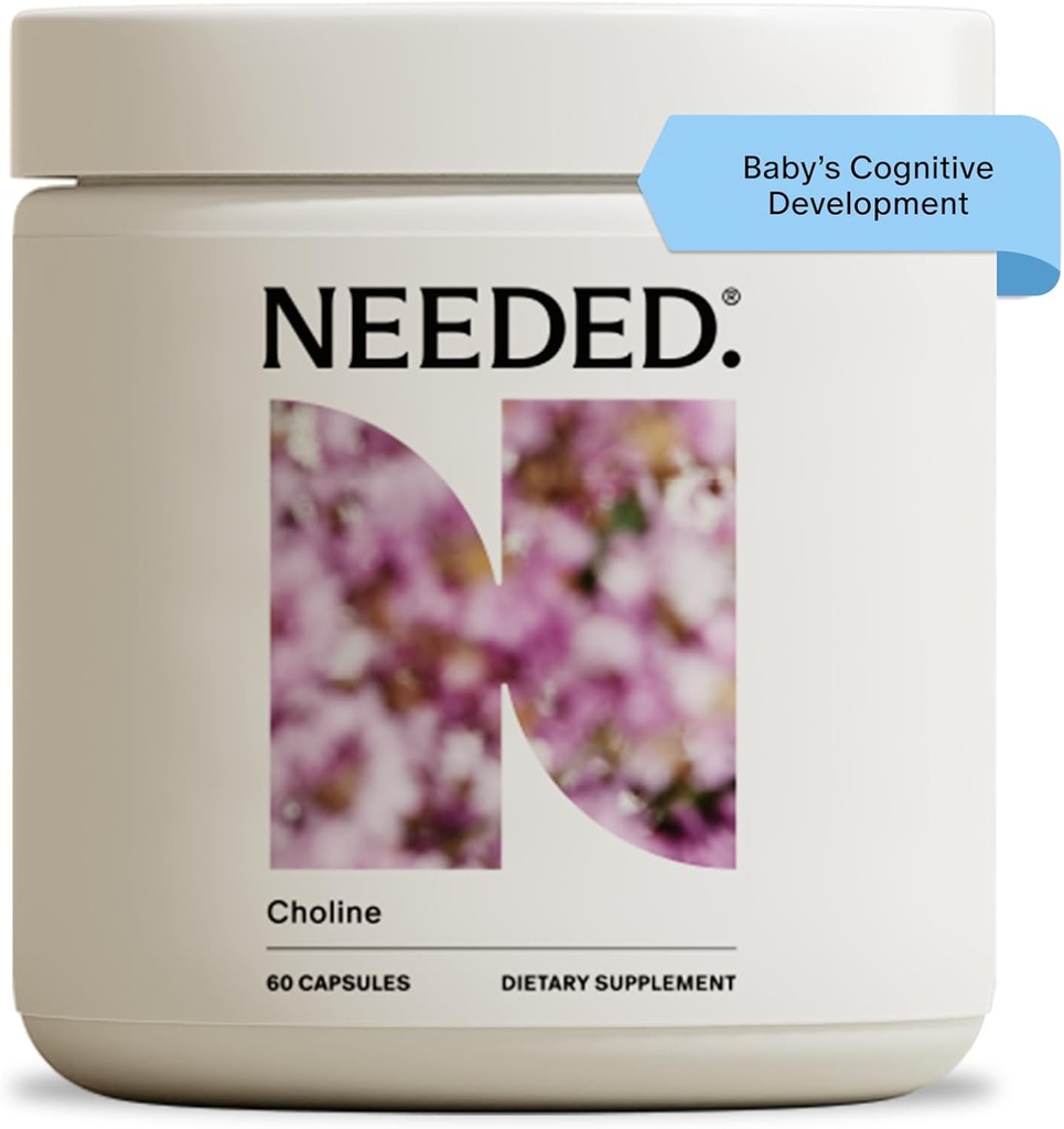 Behoefte. Prenatale Choline voor cognitieve ontwikkeling - Choline supplement Aids Baby Brain Development - Ondersteunt gezonde zwangerschap en metabolisme - derde partij getest - 60 capsules