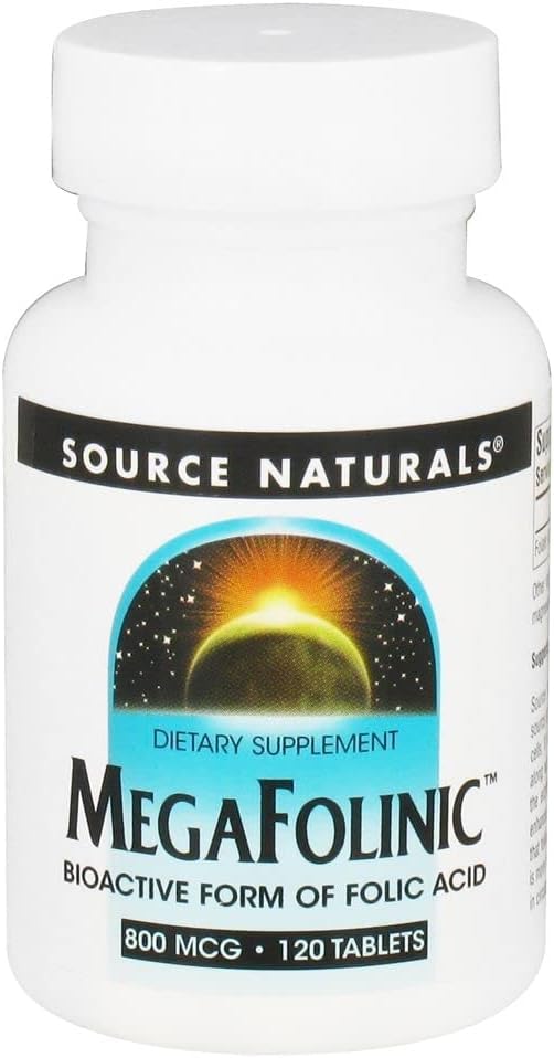 Bron Naturals MegaFolinic 800mcg Bioactive Folic Acid, Brain & Cell Health - 120 tabletten