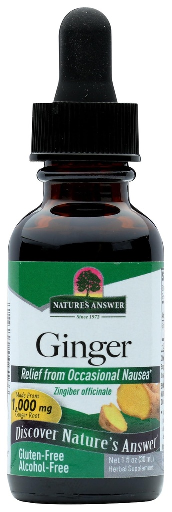 Nature's Antwoord Alcoholvrije Ginger Root, 1-Fluid Ounce Ontvlammende Ondersteuning Ondersteunt Vertering