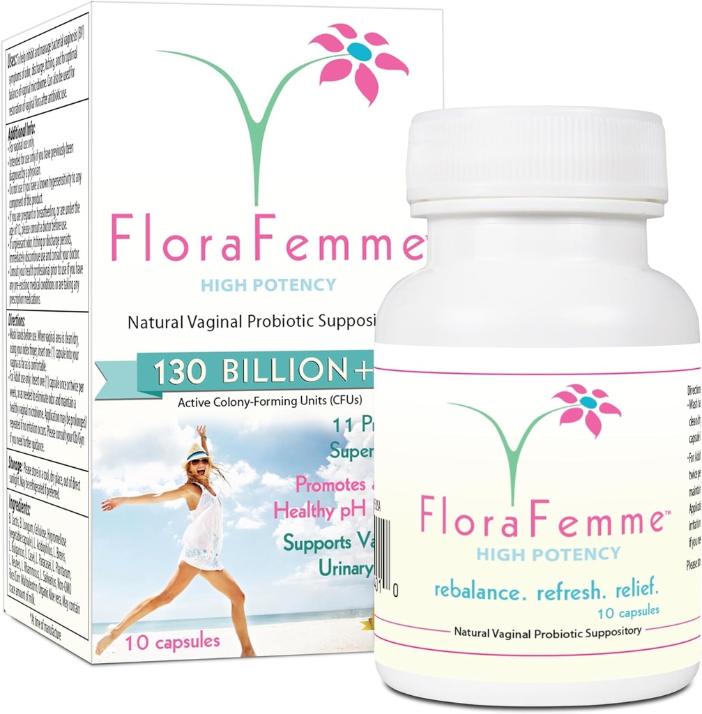 pH Vaginal Probiotics Suppository - Supports pH Balance of Yeast & Bacteria for Feminine Freshness. Supports Restoration of Healthy Vaginal Flora & Eliminates Vaginal Odor