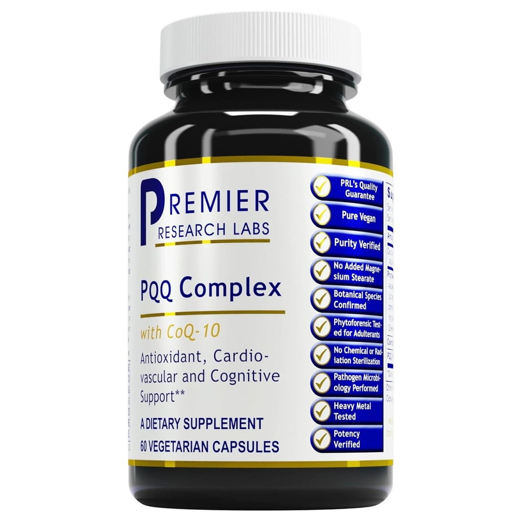 Premier Research Labs Premier PQQ Complex met CoQ10 - Coenzyme Q10, Co Q 10 Supplement met Pyrroloquinoline Quinon (PQQ) voor Antioxidant, Hersenen & Hartondersteuning - 60 Vegetarische Capsules