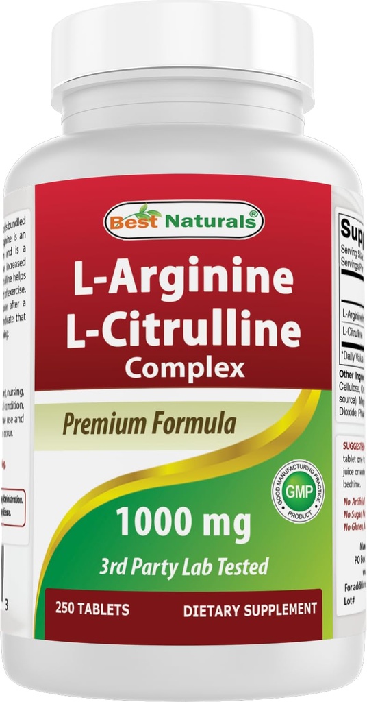Best Naturals L-Arginine L-Citruline Complex Tablets, 250 Tellen