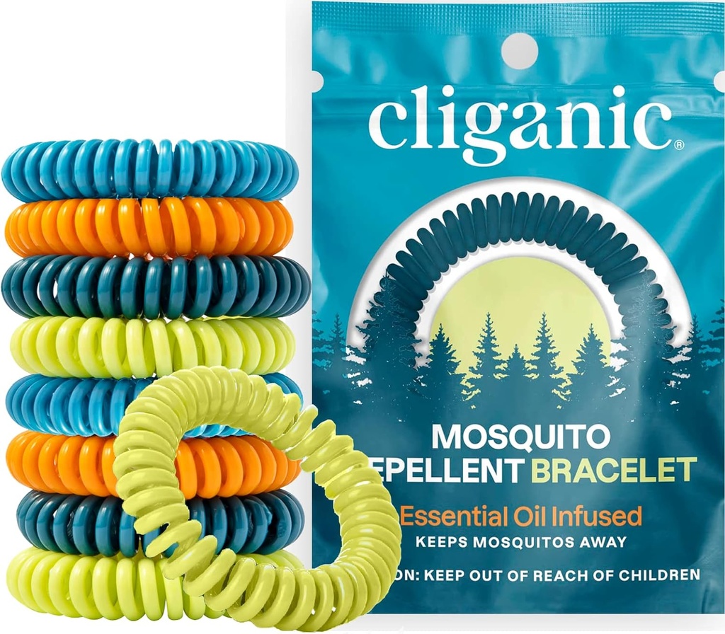 Cliganic 25 Pack Mosquito Afstotende Armbanden voor Volwassenen & Kids - Natuurlijke DEET-Free Bands, individueel verpakt