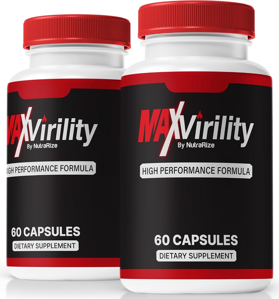 NutraRize (2 Pack) MaxVirility, MaxVirility High Performance Formula Pills, All-Natural supplement ter ondersteuning van spiergezondheid en algemene wellness, Officiële Pastillas Reviews (120 Capsules)