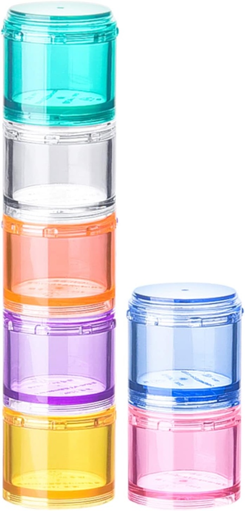 Stapelbare pil Organisator, 7-Days Travel Pill Case, pil Box voor Pocket, Portable Medicine Vitamine Container houder Medium Rainbow