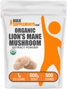 BulkSupplements.com Biologische Leeuwen Paddestoel Extract Poeder - Paddestoel Supplement, Hersensupplement voor Geheugen en Focus Ondersteuning - Vegan, 1g per Serving, 500g (1.1 lbs) (Pack of 1)