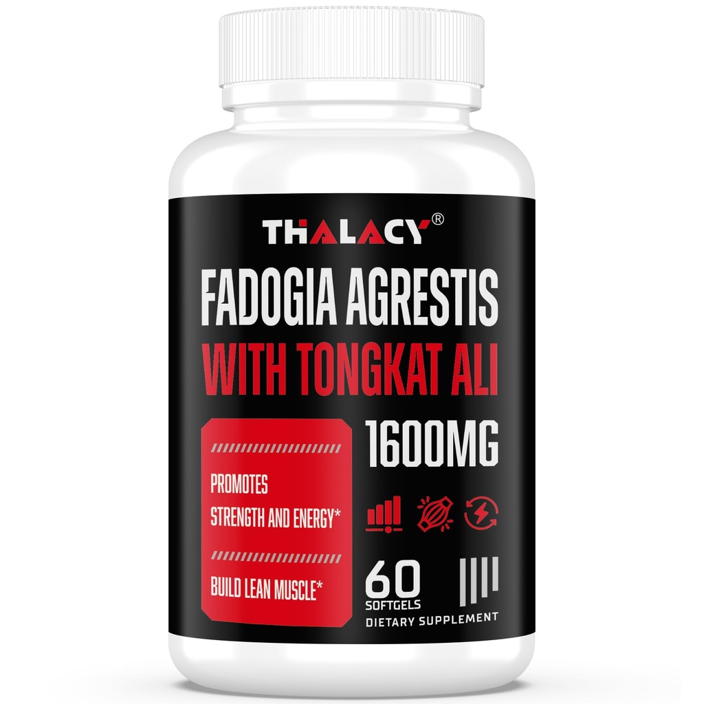 1600mg Fadogia Agrestis Tongkat Ali Supplement, Fadogia Agrestis Extract voor mannen met Ashwagandha - Maximale sterkte, 60 Softgels