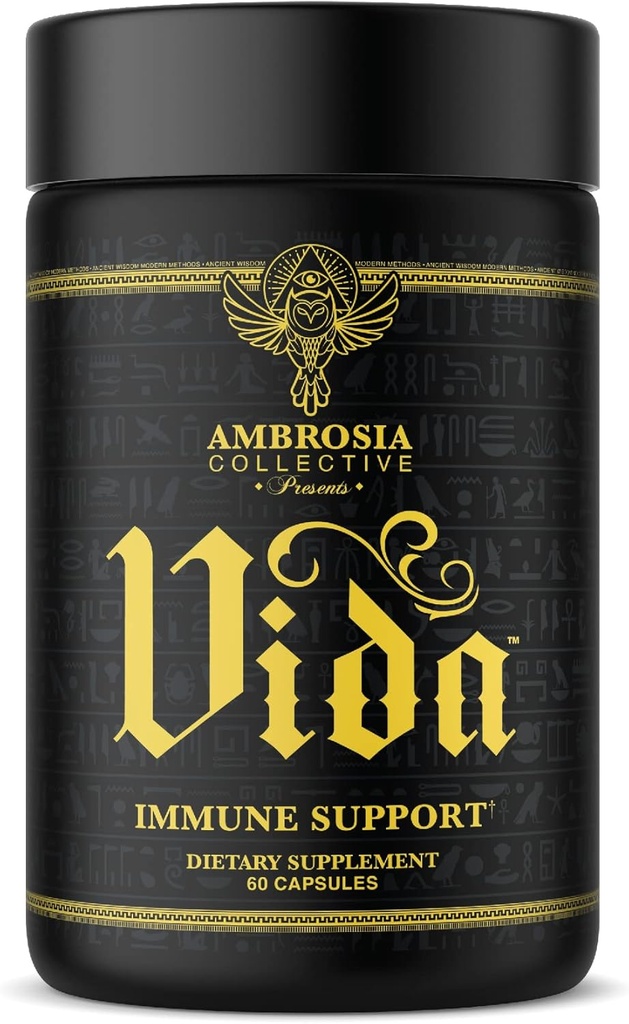 Ambrosia Vida Immunity Support, Vlierbes, Vitamine C, Vitamine D en Zink Supplement, Immuun System Booster (60 capsules)