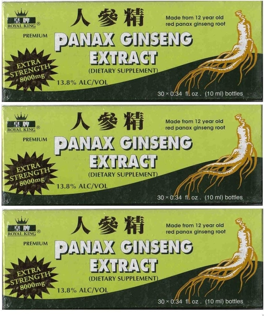 Royal King Panax Ginseng Extract met alcohol 8000 mg 30 injectieflacon (3 dozen)