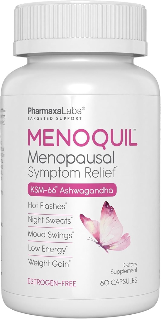 Menopausal Multi-Symptoom Relief - Ondersteuning voor Hot Flashes, Night Sweats, Mood Swings & Rustvolle Slaap - Black Cohosh, Ashwagandha, Chasteberry, Soy Isoflavones, Grape Seed & Sage - 60 Capsules