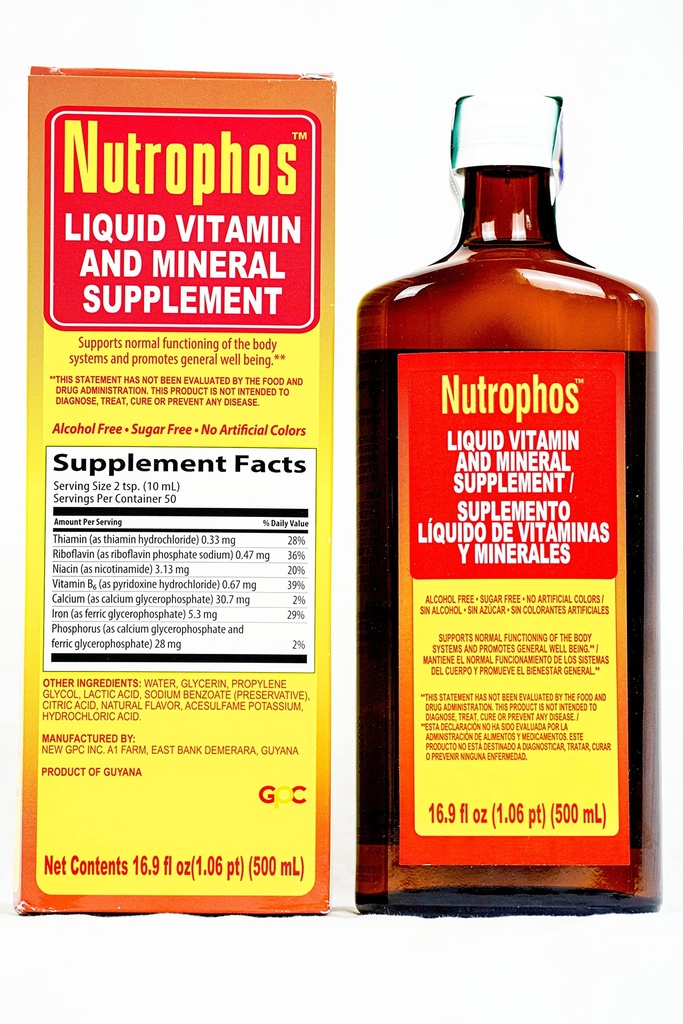 Nutrofos Liquid Dietary Supplement met B vitaminen en mineralen 500ml
