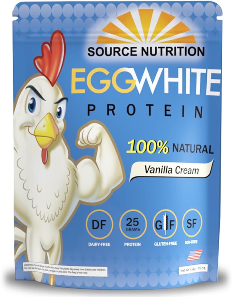 TradeKing 1 lb Egg White Protein Powder by Source Nutrition - 25 Gram Proteïne, Build Lean Muscle, Dairy Free - Vanille Cream