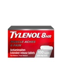 Tylenol 8 uur Acetaminophen 650 mg Extended Release Caplets, Fast Acting Bi-Layer Design, Quick & Long Lasting Pain Relief for Muscle, Joint, Back & Artritis Aches, Fever Reducer, 100 Tel.