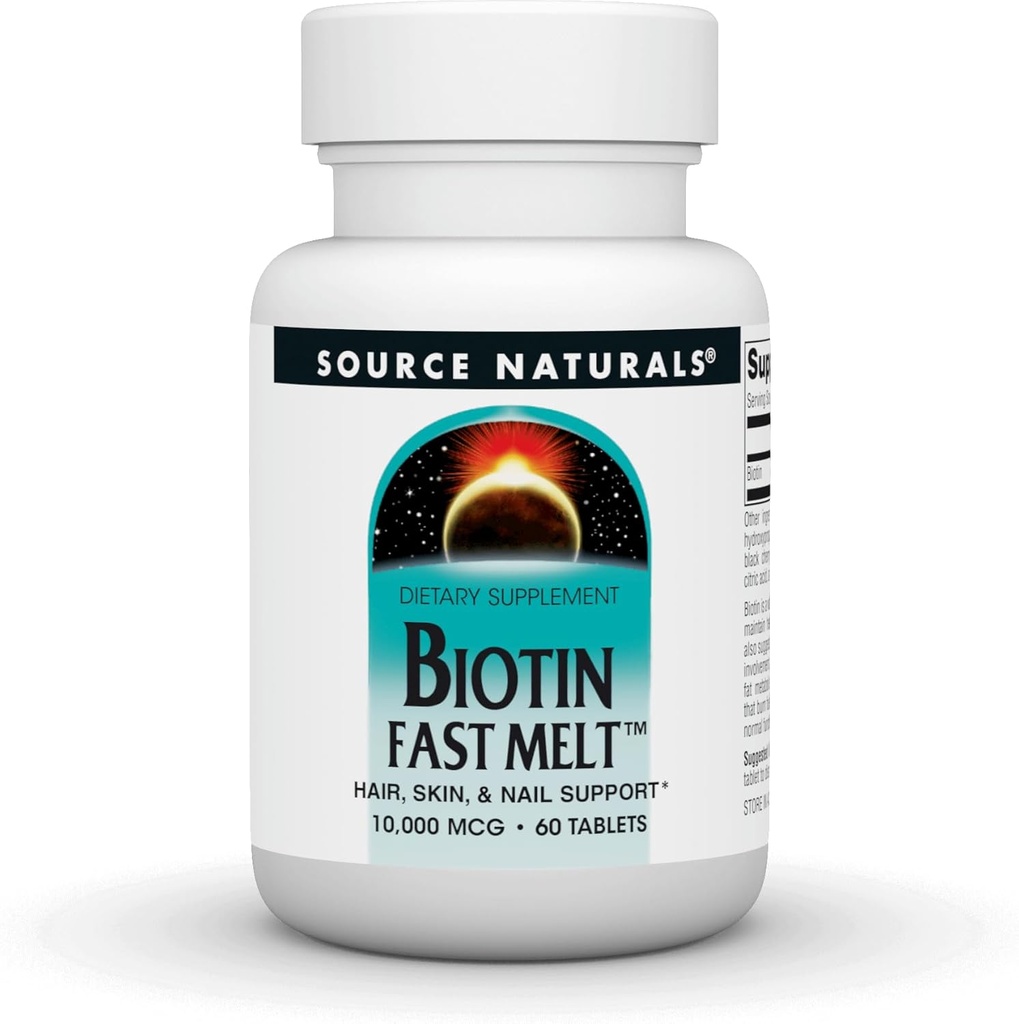 Bron Naturals Biotin Fast Melt, Hair Skin and Nail Support*, 10.000 mg - 60 Fast Melt Tablets