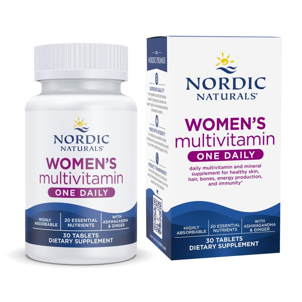 Nordic Naturals Vrouwen Multivitamine One Daily - Huid, Haar, Energie, & Bone Support - Immunity Supplement - 20 essentiële voedingsstoffen - 30 tabletten - 30 porties