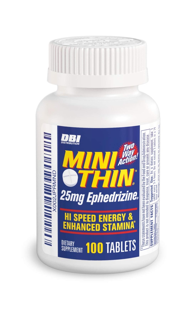 Mini Thin - Two-Way - Energy Capsules samengesteld met Cafeïne en Ephedizine - 100 capsules