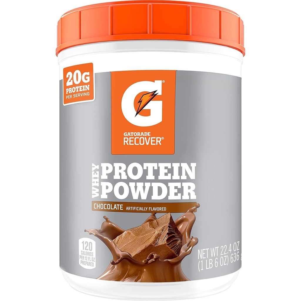 Gatorade Wei Proteïne Poeder, Chocolade, 22,4 Ounce (20 porties per canister, 20 gram eiwit per portie)