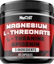 Magnesium L-Threonaat, L-Theanine, Apigenine supplement - 60 capsules - Indrukwekkende voordelen voor concentratie, comfortabele geest & hersenen gezondheid - 10% elementair magnesium