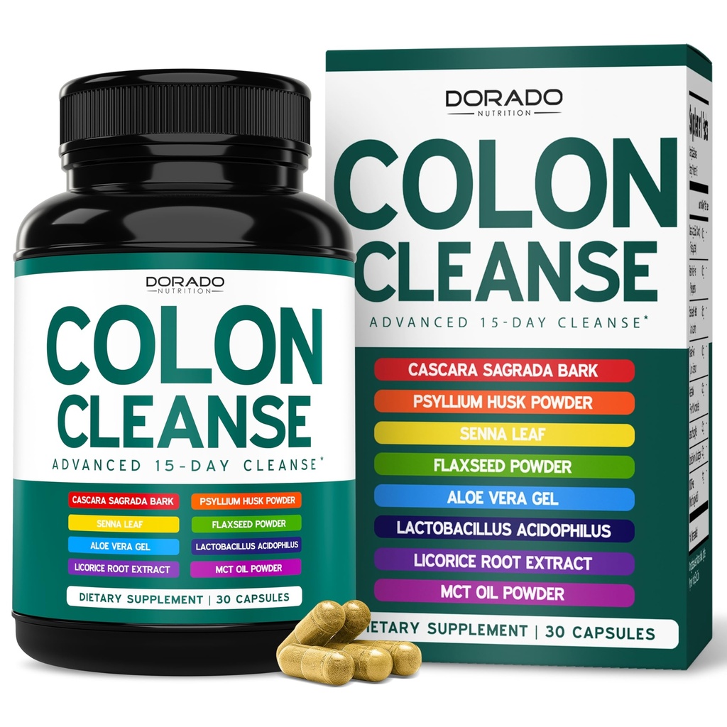 Colon Cleanse & Detox 15 Day Gut Cleanse (30 Count) Intestinal Cleanse Pills & Probiotic for Gentle Laxative & Bowel Relief for Stomach Bloating - Third Party Tested, Vegan, Non-GMO - Made in USA