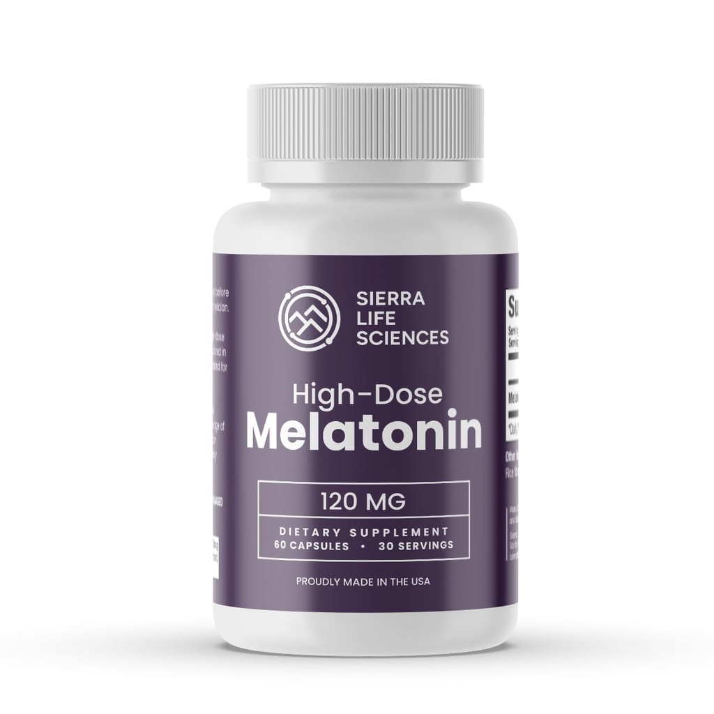 120 mg Hoge dosering Melatonine Max in makkelijk te slikken capsules - 30 porties